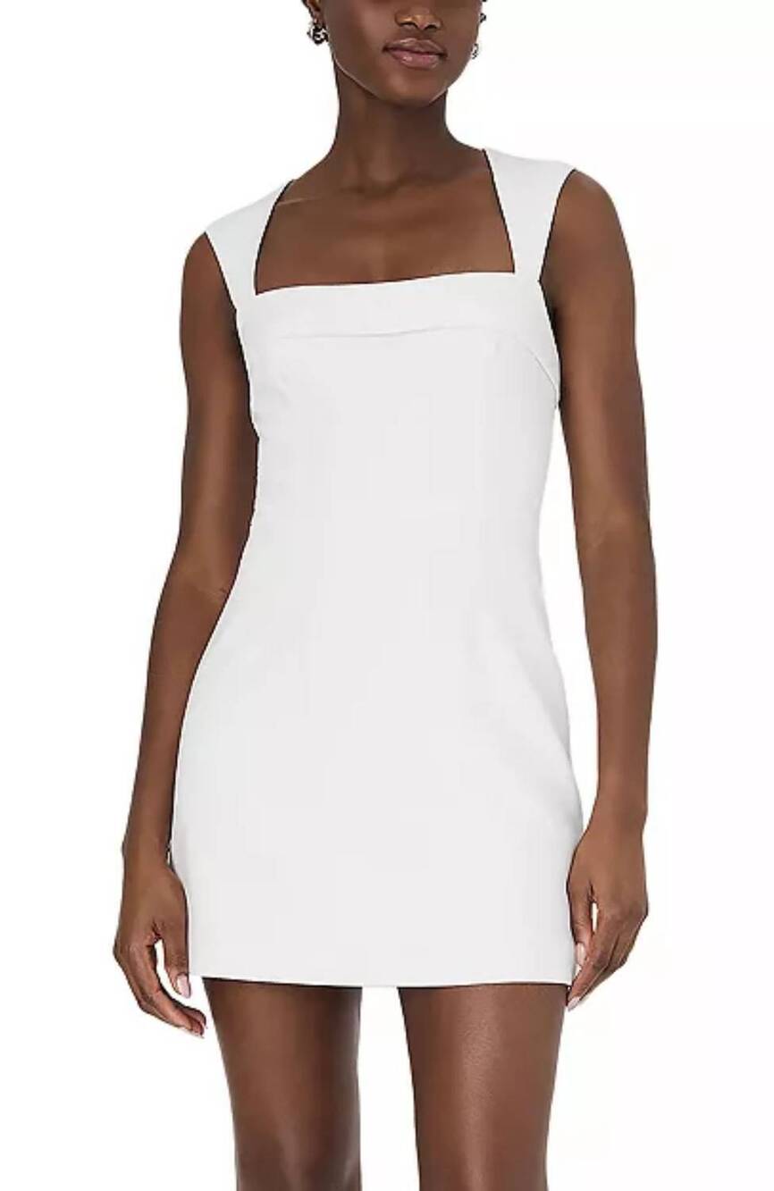 NEW FRENCH CONNECTION whisper ruth square neck dress in summer white
